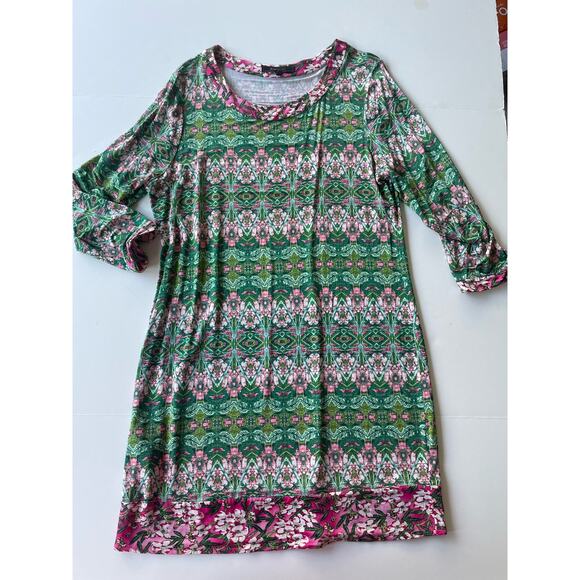 BCBGMAXAZRIA Ania Green Floral Print Dress Size Large - Picture 3 of 5